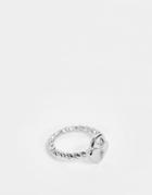 Asos Design Pinky Ring In Heart Padlock In Silver Tone