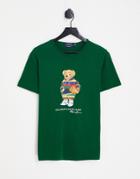Polo Ralph Lauren T-shirt With Street Basketball Bear Print In Dark Green