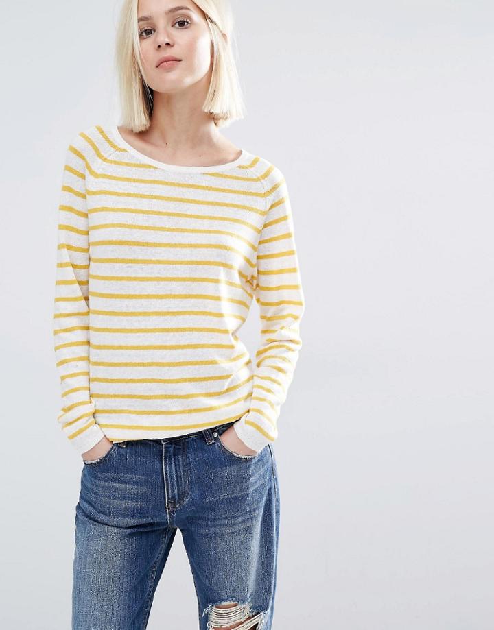Selected Nive Stripe Knitted Jumper - Old Gold Stripe