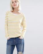 Selected Nive Stripe Knitted Jumper - Old Gold Stripe