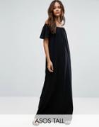 Asos Tall Off Shoulder Maxi Dress - Black