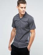 Only & Sons Skinny Short Sleeve Revere Collar Smart Shirt - Gray