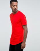Only & Sons Longline T-shirt With Curved Hem - Red