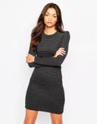 Object High Neck Long Sleeve Tunic Dress - Black
