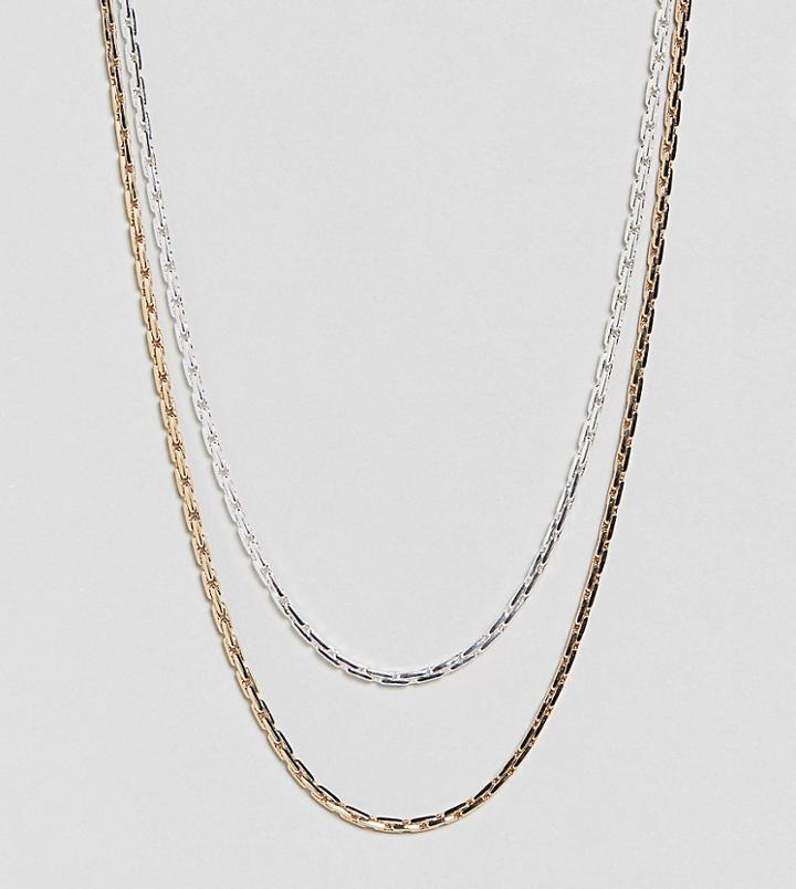 Reclaimed Vintage Inspired Chain Necklaces In 2 Pack Exclusive To Asos - Silver