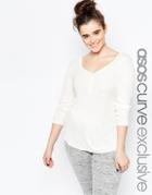 Asos Curve Lounge Button Through Top - Cream