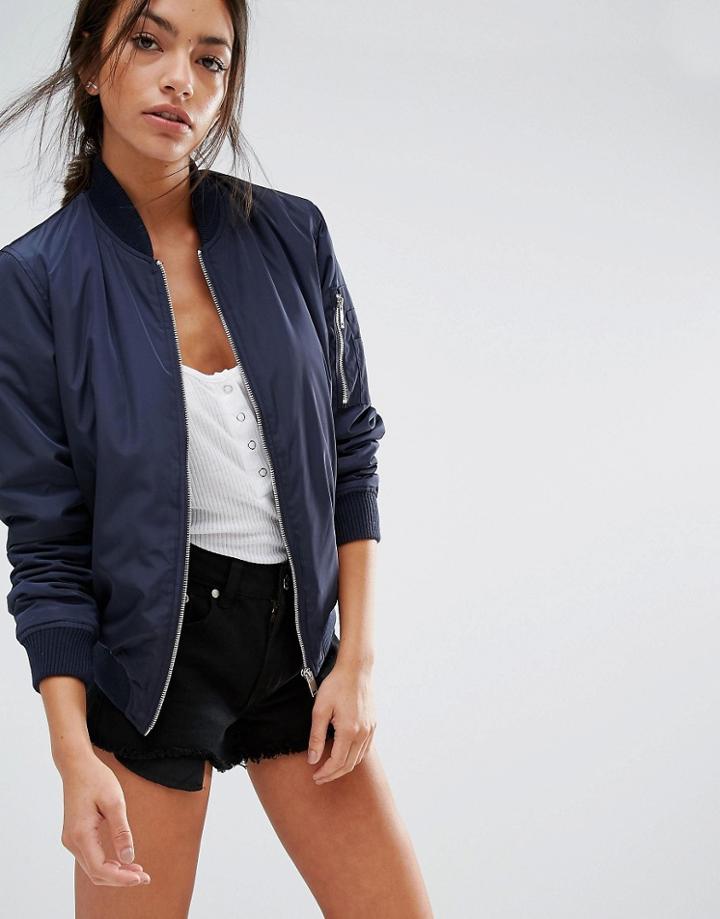 New Look Padded Bomber - Navy