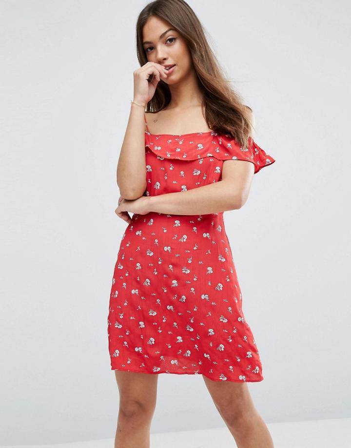 Asos Cold Shoulder Sundress In Ditsy Floral - Multi