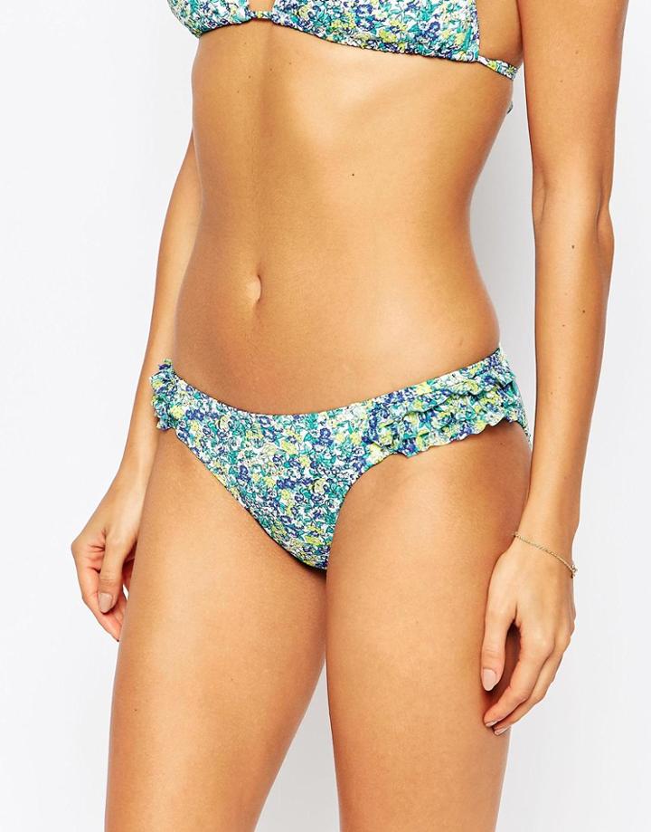 Piha Ditsy Print Bikini Bottoms - Green