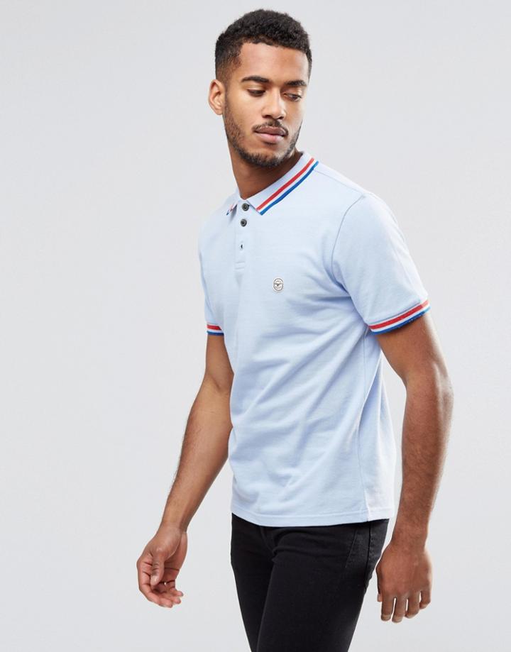 Le Breve Epin Tipped Polo Shirt - Blue
