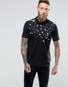 Asos Muscle Polo Shirt With Bird Yoke Print - Black