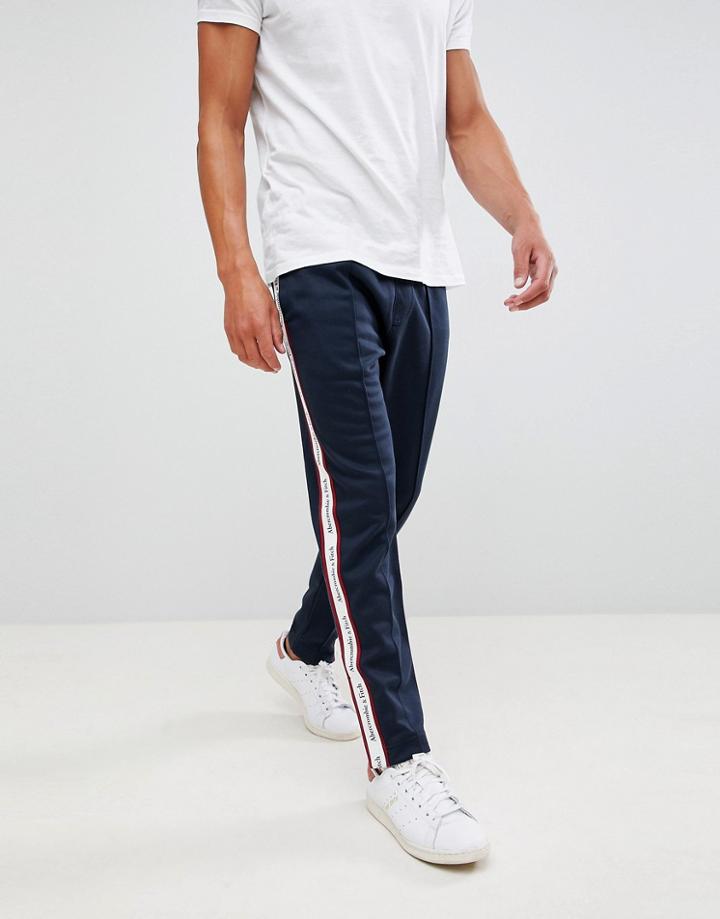 Abercrombie & Fitch Logo Side Tape Tricot Track Pant In Navy - Navy