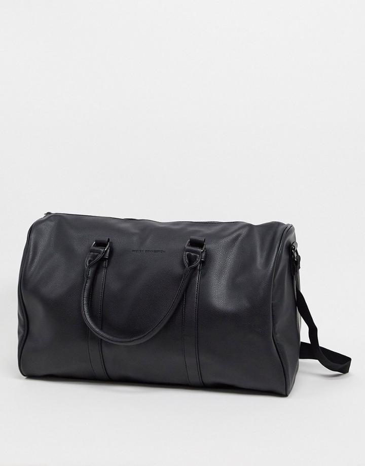 French Connection Faux Leather Weekend Holdall Bag In Black