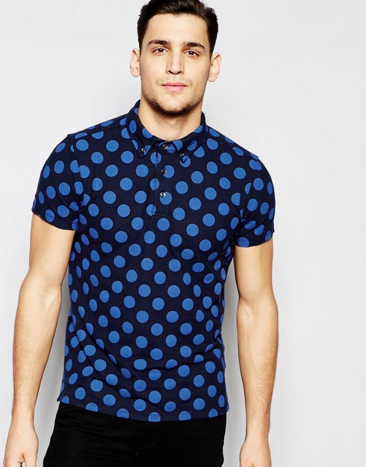 Scotch & Soda Allover Printed Polo Shirt - Blue