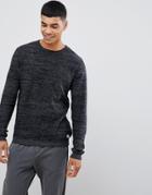 Jack & Jones Originals Knitted Sweater With Melange Detail In 100% Cotton - Black