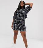 Asos Design Curve Two-piece Legging Short In Monogram Print - Multi