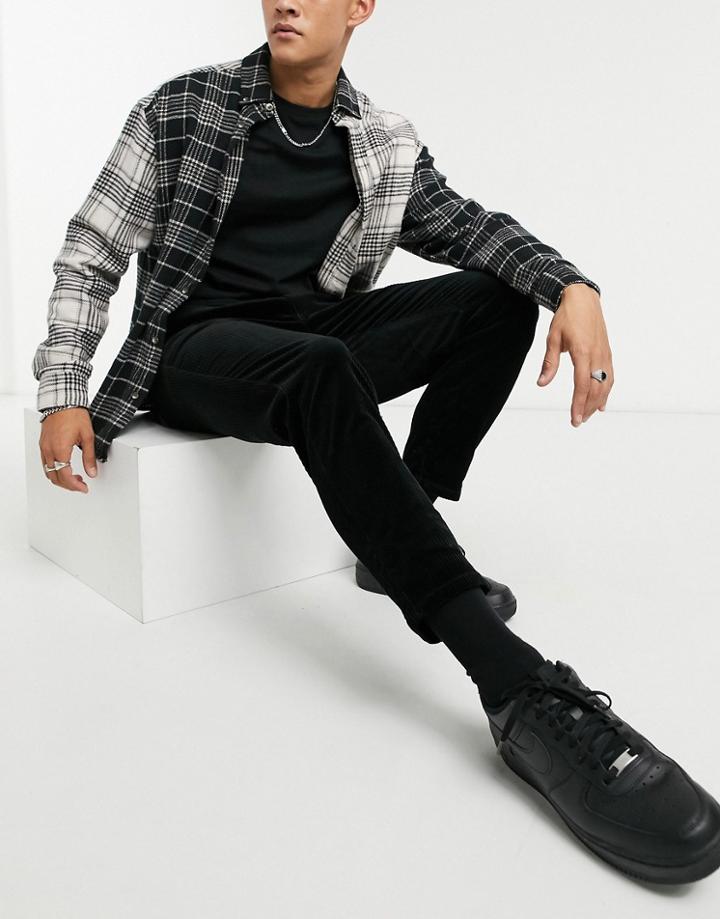 Topman Cord Pants With Elasticized Waist In Black