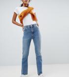 Asos Design Tall Egerton Rigid Cropped Flare Jeans In Vintage Mid Wash - Blue