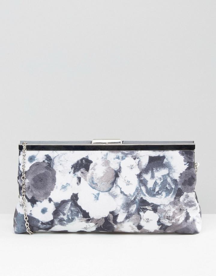 Lotus Floral Clutch Bag - Black