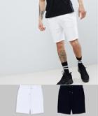 Asos Design Jersey Skinny Shorts 2 Pack Navy/white Marl Save - Multi
