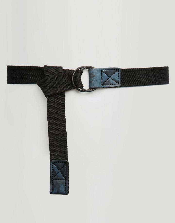Asos Long Ended Belt With Camo Trims - Black