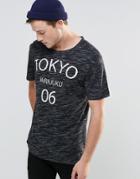 Brave Soul Tokyo Print T-shirt - Black