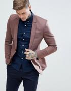 Asos Wedding Super Skinny Blazer In Dusky Pink Wool Mix - Pink