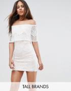 Parisian Tall Bandeau Lace Dress With Frill - White