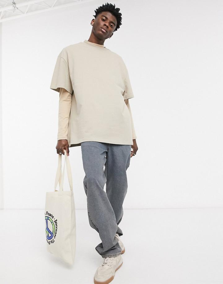 Asos Design Baggy Jeans In Vintage Dark Tinted Wash-blue