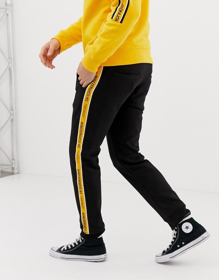 Jack & Jones Core Logo Side Taping Sweat Sweatpants In Black