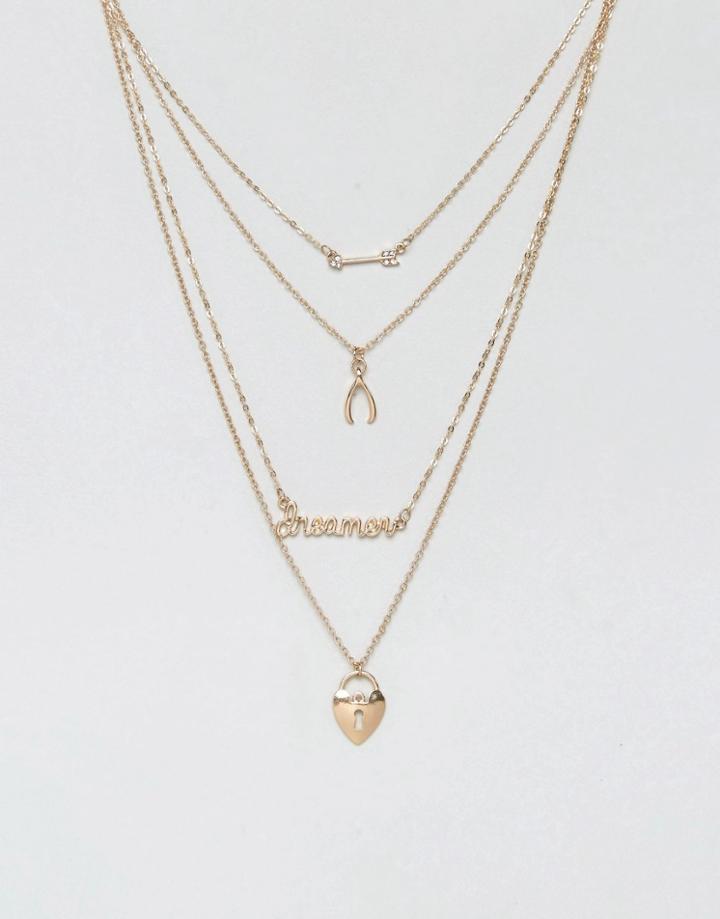 New Look Dreamer Layered Necklace - Gold