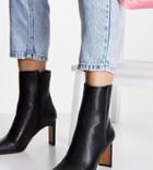 Asos Design Wide Fit Remmy Set-back Heeled Boots In Black