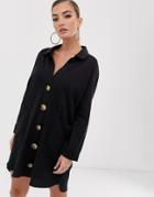 Asos Design Slouchy Mini Shirt Dress-black