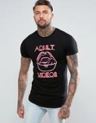 Good For Nothing T-shirt In Black With Neon Videos Print - Black