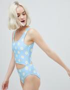 Lazy Oaf Cut Out Daisy Swimsuit - Blue