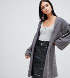 Missguided Exclusive Balloon Sleeve Cardigan In Gray - Gray