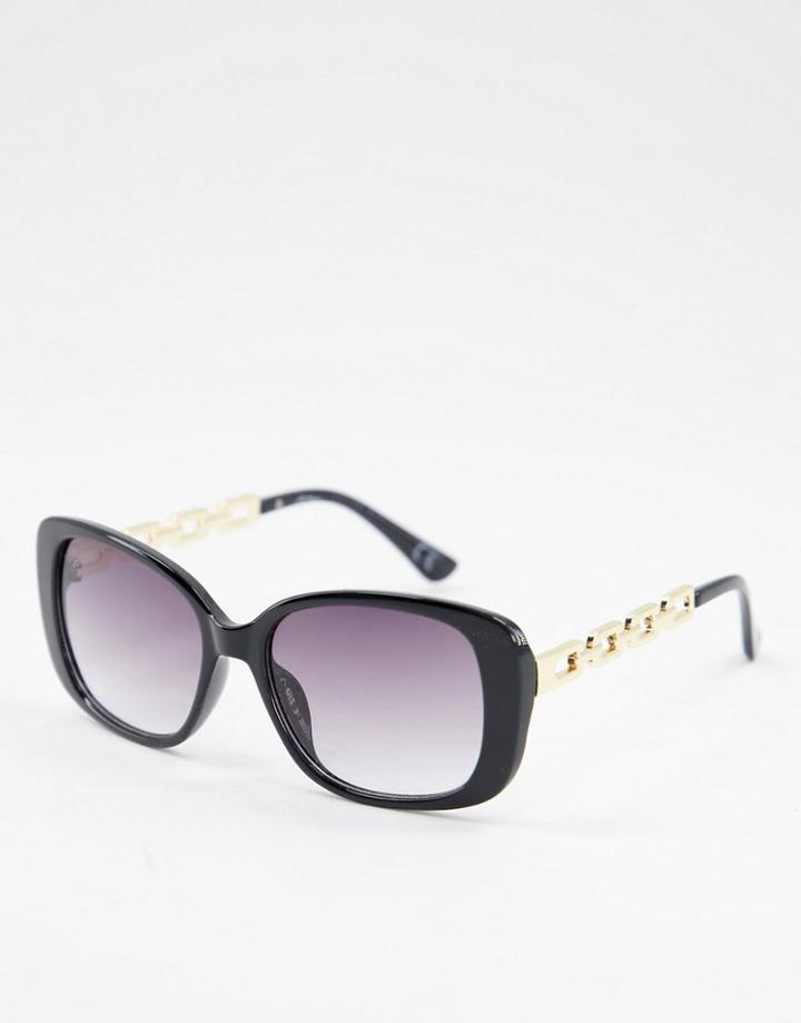 Jeepers Peepers Women's Square Sunglasses With Chain Arms In Black