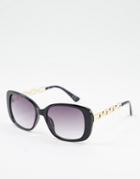 Jeepers Peepers Women's Square Sunglasses With Chain Arms In Black