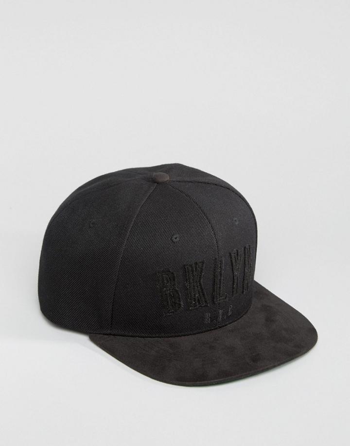 Asos Snapback Cap With Bklyn Logo - Black
