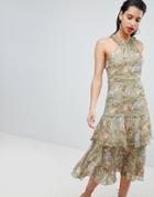 Vila Soft Floral Ruffle Halter Neck Dress - Multi