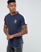 Gym King Muscle T-shirt In Navy With Contrast Sleeves - Navy