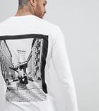Brooklyn Supply Co Skater Long Sleeve T-shirt With Back Print - White