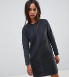 Asos Design Petite Eco Knitted Mini Dress In Ripple - Gray