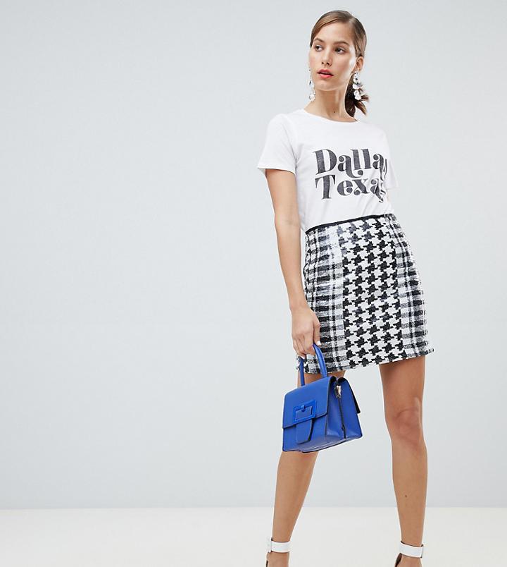 River Island Mini Sequin Skirt In Houndstooth - Multi
