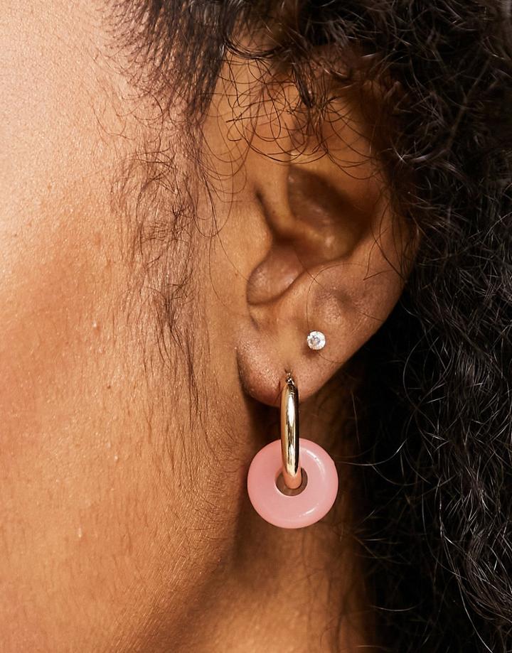 Topshop Mottled Chunky Hoop Earrings In Gold