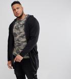 Only & Sons Plus Open Drape Hooded Cardigan - Black