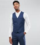 Asos Tall Slim Suit Vest In Mid Blue - Blue