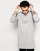 Asos Super Longline Long Sleeve T-shirt - Gray Marl