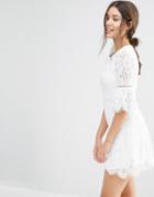 Missguided Lace Detail A-line Dress - White