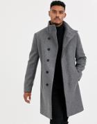 Asos Design Funnel Neck Wool Mix Jacket In Gray